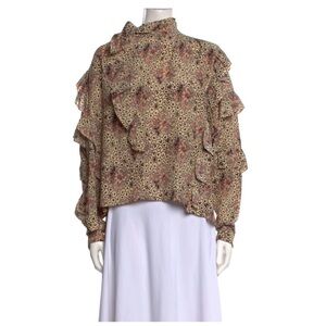 Isabel Marant - Pure Silk Dropped Shoulder 70’s Vibe Ruffle Blouse